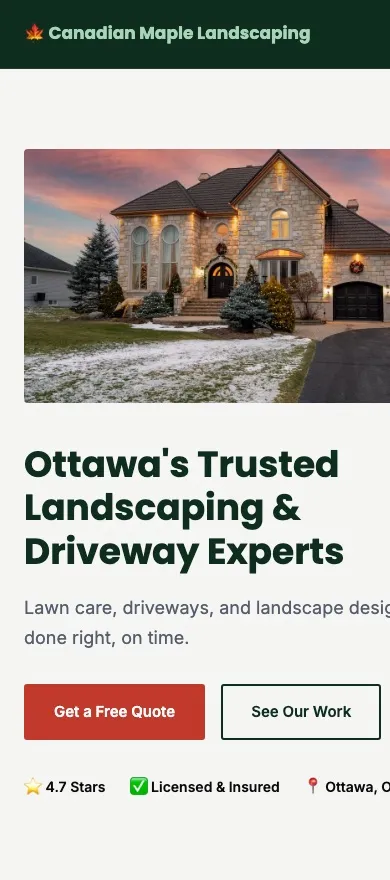 Example build (mobile) — Canadian Maple Landscaping